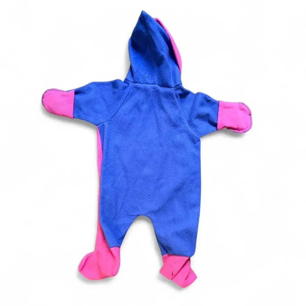 Vintage Disney Winnie the Pooh Baby Romper Fleece 0-6 M Retro Cartoon Hooded